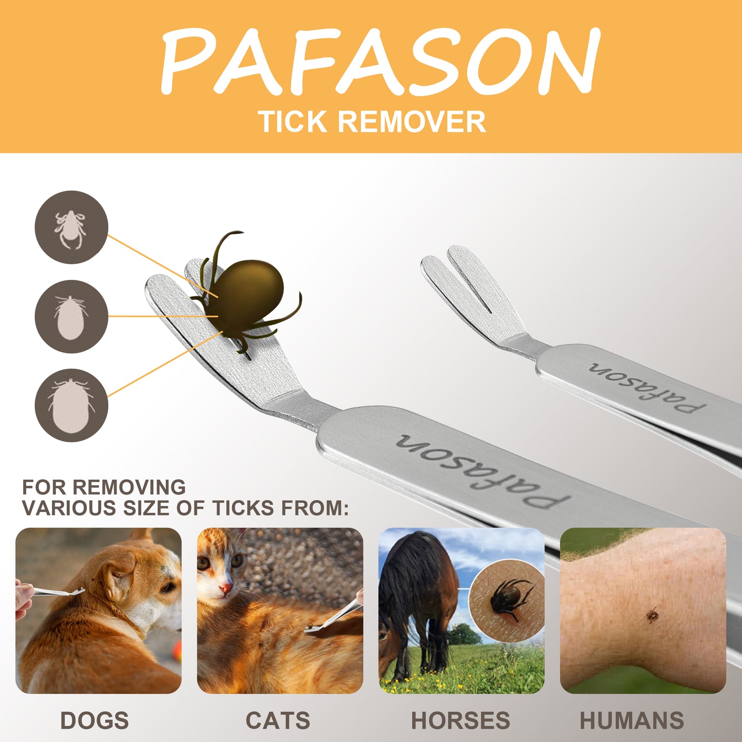 PAFASON® Stainless Steel Premium Dual Tipped Tick Removal Tweezer Set - Remover for Dogs, Cats and Humans with Storage Case